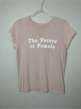 Express 100% Cotton The Future Is Female Graphic Tee - Baby Pink Size L
